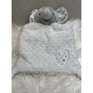 $19 🌙 Little Me Gray Elephant White Minky Lovey Blanket Rattle Heart CLEAN